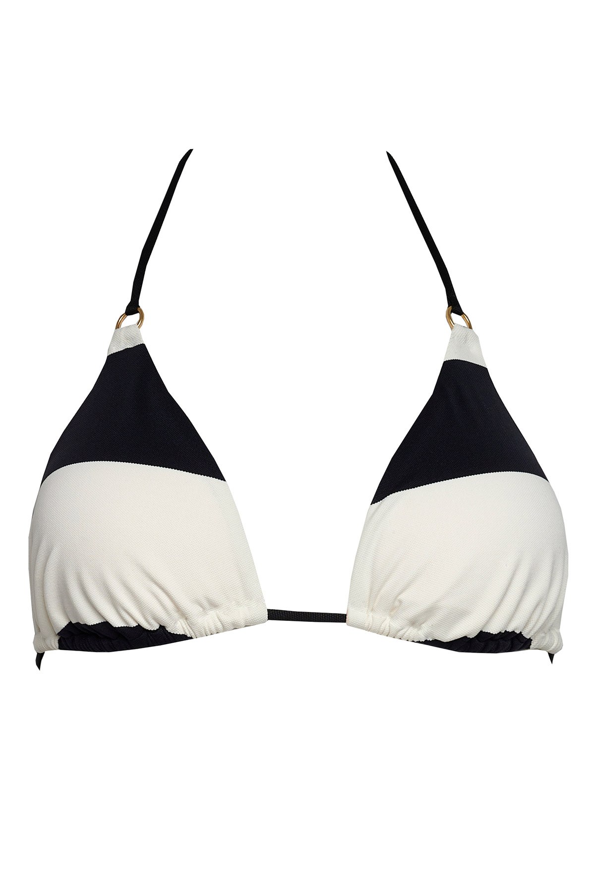 ΤΡΙΓΩΝΙΚΟ ΜΑΓΙΟ ΜΠΙΚΙΝΙ ΤΟΠ ΜΕ ΟΡΙΖΟΝΤΙΕΣ ΡΙΓΕΣ φωτογραφία