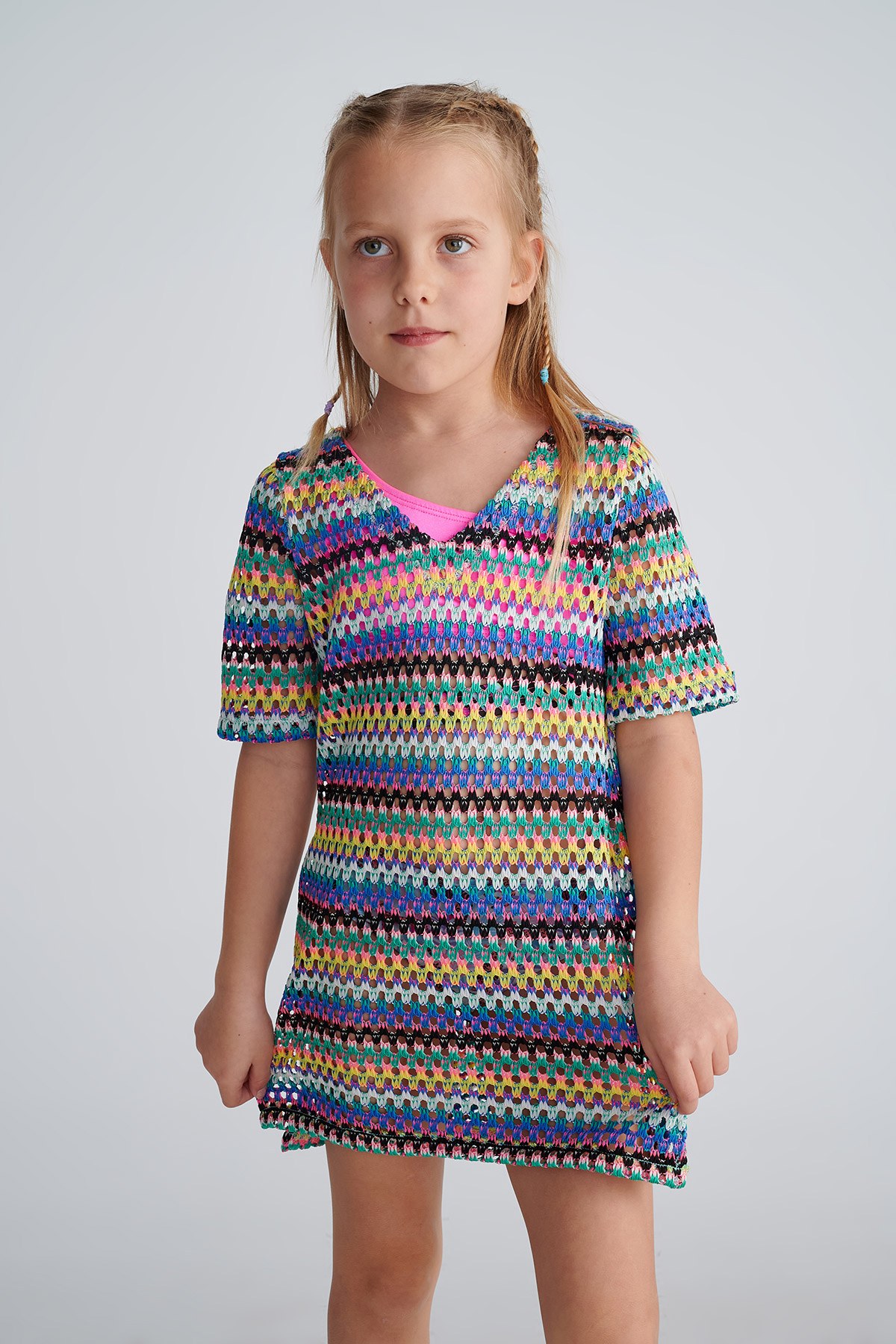 ΠΑΙΔΙΚΟ ΠΟΛΥΧΡΩΜΟ ΚΡΟΣΕ ΔΙΑΦΑΝΟ ΦΟΡΕΜΑ/ΚΑΦΤΑΝΙ φωτογραφία