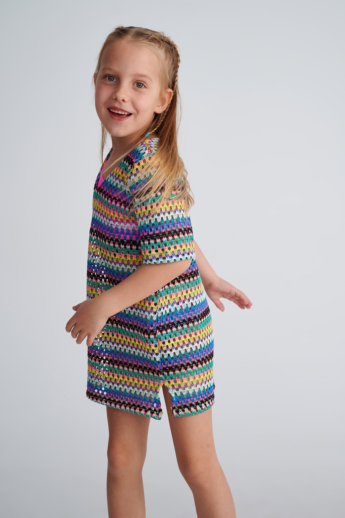 ΠΑΙΔΙΚΟ ΠΟΛΥΧΡΩΜΟ ΚΡΟΣΕ ΔΙΑΦΑΝΟ ΦΟΡΕΜΑ/ΚΑΦΤΑΝΙ φωτογραφία