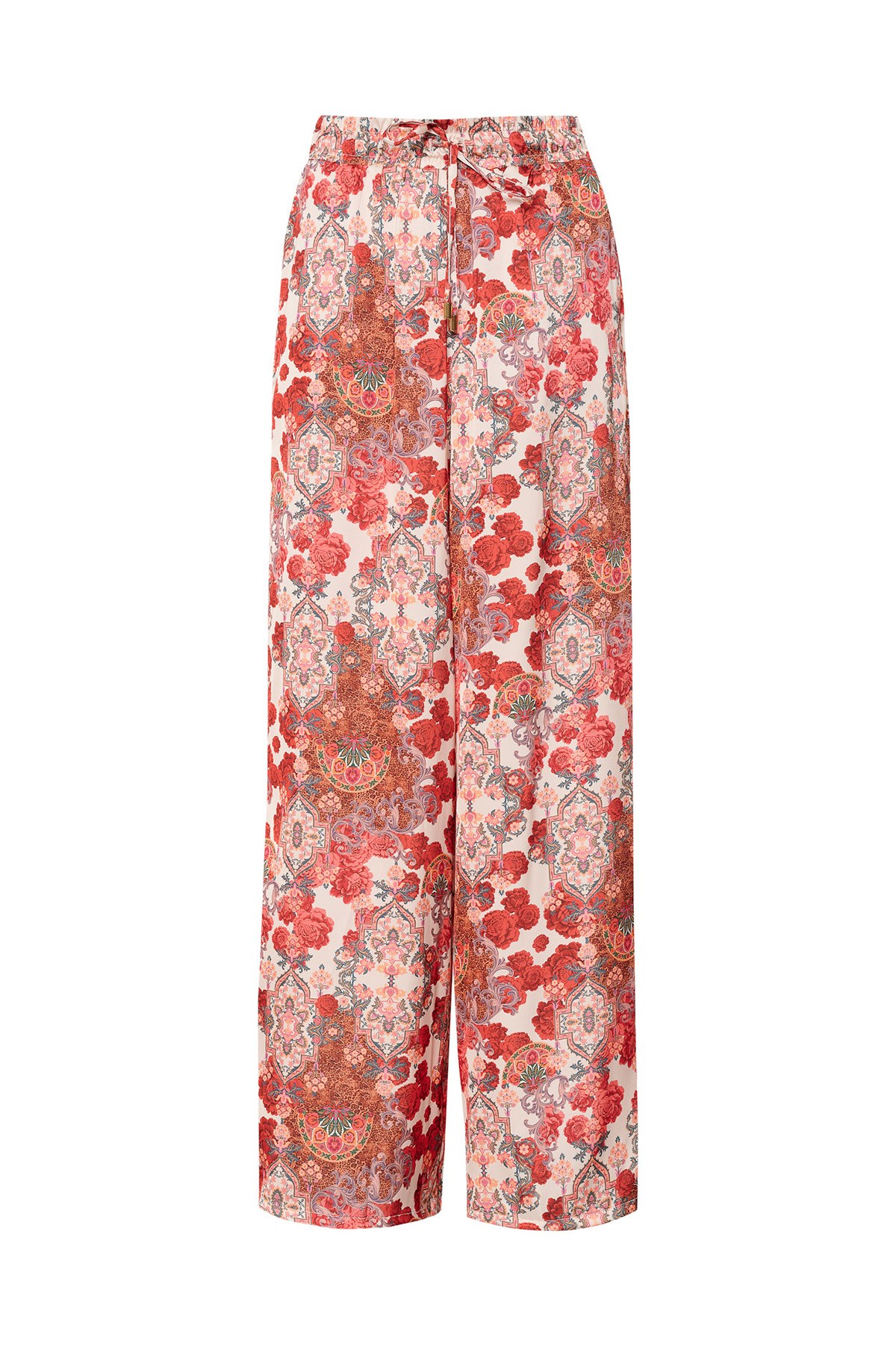 ΨΗΛΟΜΕΣΗ WIDE LEG ΣΑΤΕΝ ΠΑΝΤΕΛΟΝΑ ΜΕ ΦΛΟΡΑΛ ΤΥΠΩΜΑ φωτογραφία