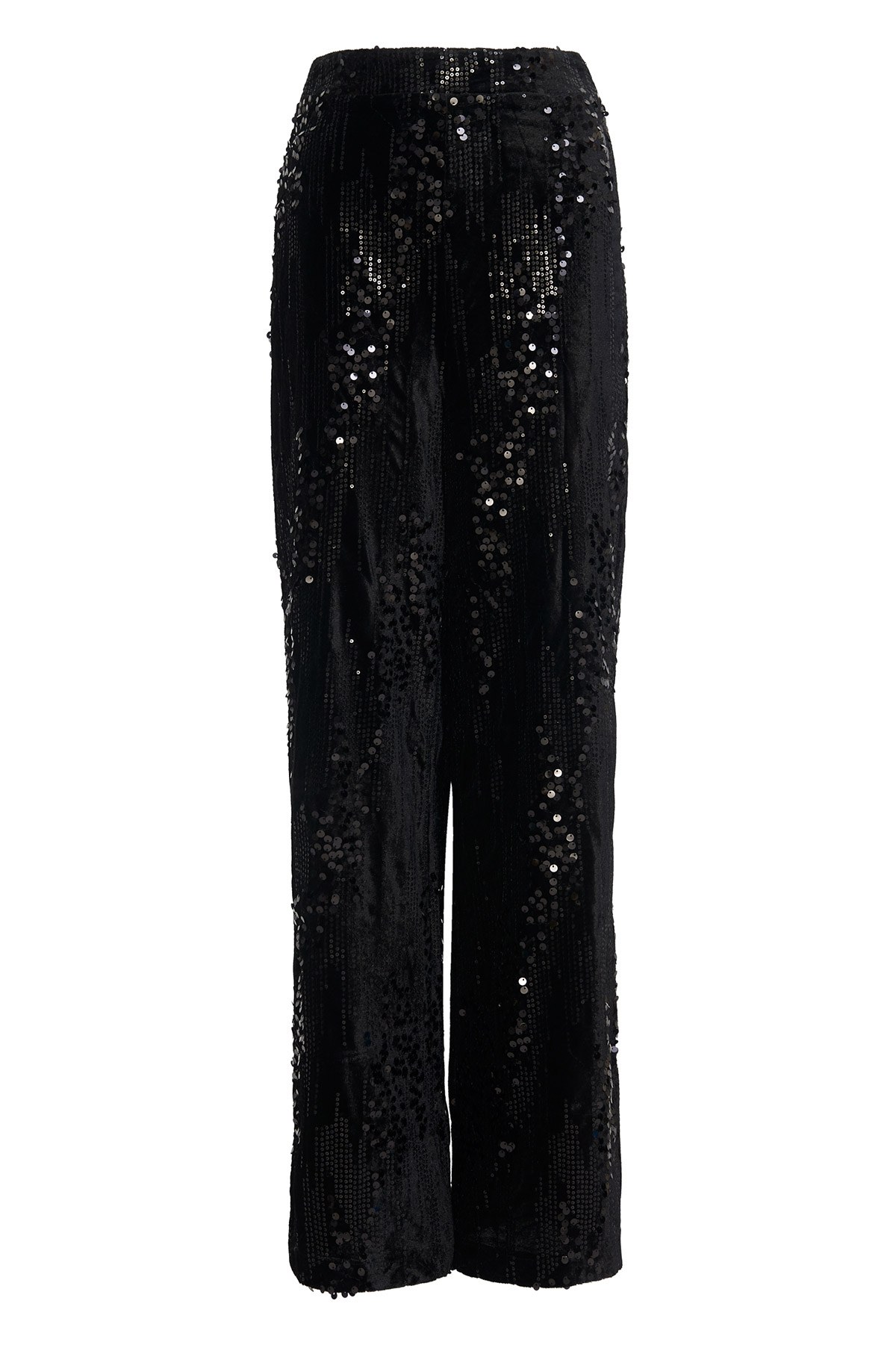 FLARED ΨΗΛΟΜΕΣΟ ΒΕΛΟΥΤΕ ΠΑΝΤΕΛΟΝΙ ΜΕ ΠΑΓΙΕΤΕΣ φωτογραφία