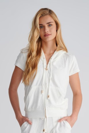 SHORT SLEEVED HOODIE TERRY JACKET-23813004-102