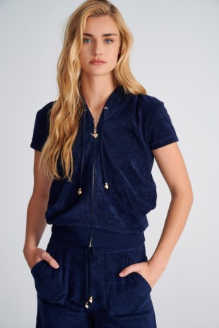 SHORT SLEEVED HOODIE TERRY JACKET-23813004-425