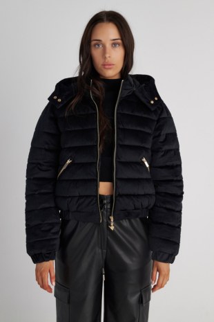 VELOUR QUILTED PUFFER JACKET WITH DETACHABLE HOOD-24833060-110