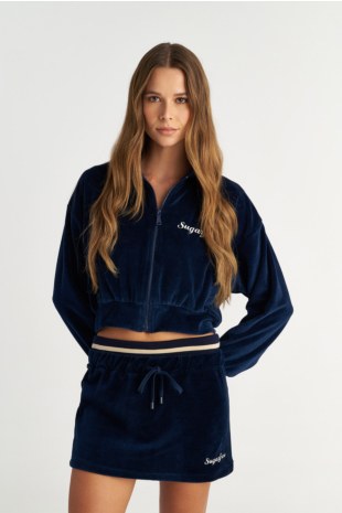 MONOCHROME VELOUR CROPPED JACKET WITH COLLAR-25833183-437