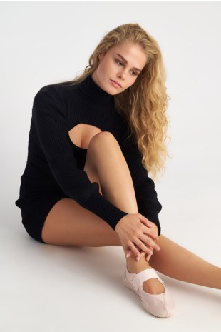 MONOCHROME KNITTED MINI DRESS WITH CUT-OUT DETAIL-25834060-110