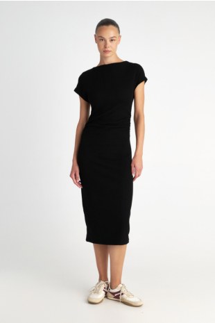 SHORT-SLEEVED MIDI DRESS IN SLIM FIT-25834150-110