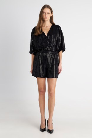 BELTED SHORT JUMPSUIT WITH SEQUIN EMBELLISHMENTS-25836166-110