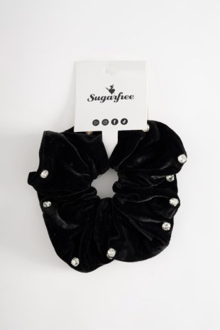 STRASS EMBELLISHED VELOUR SCRUNCHIES-25839015-110