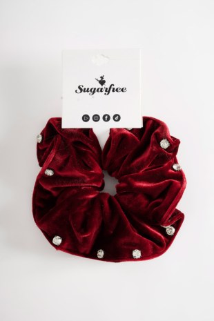 STRASS EMBELLISHED VELOUR SCRUNCHIES-25839015-638