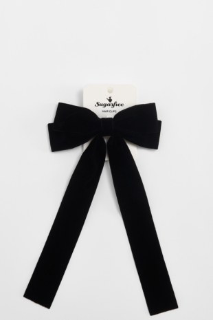 VELOUR BOW HAIR CLIP-25839016-110