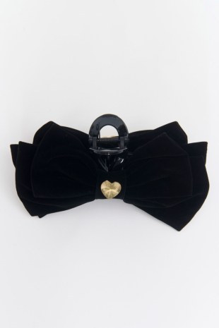 MONOCHROME HAIR CLAW CLIP WITH VELOUR BOW-25839035-110