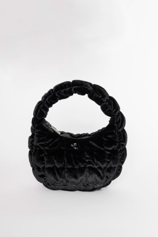 QUILTED SHOULDER SMALL VELOUR BAG-25839118-110