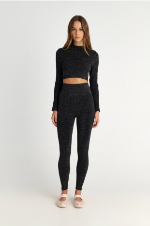 SEAMLESS HIGH-WAISTED SPORTS LEGGINGS WITH GOLD METALLIC THREAD-25865031-110