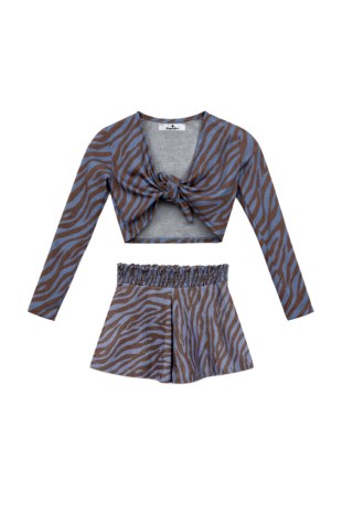 ZEBRA PRINTED TOP/SHORTS SET FOR GIRLS WITH GLITTER-26617005-420