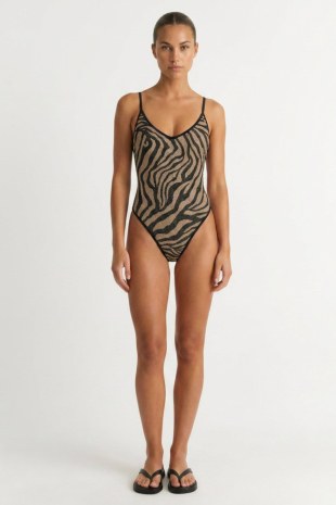 'V' NECKLINE ONEPIECE SWIMSUIT WITH ZEBRA PRINT-26804052-303
