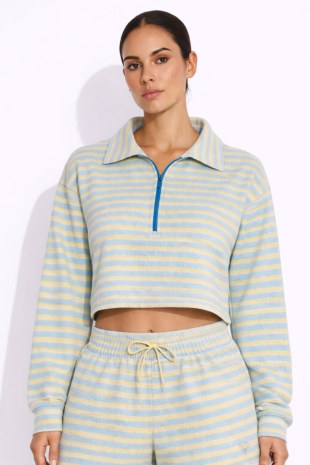 STRIPED POLO STYLE CROPPED TERRY TOP-26812072-987