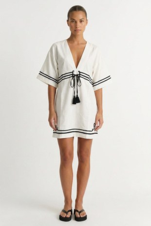 TWO-TONE MINI DRESS/KAFTAN WITH 3/4 SLEEVES-26814034-102