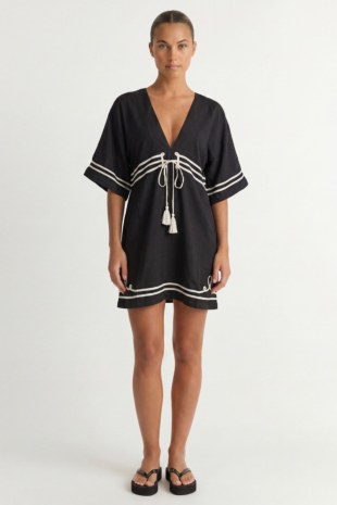 TWO-TONE MINI DRESS/KAFTAN WITH 3/4 SLEEVES-26814034-110