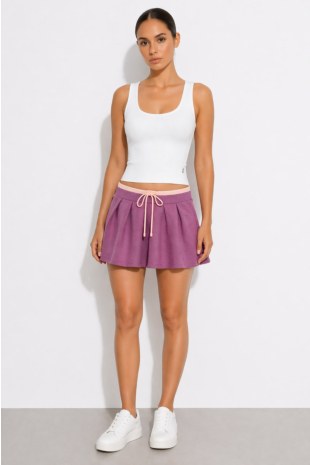 MONOCHROME COTTON MINI SKIRT-26814076-815