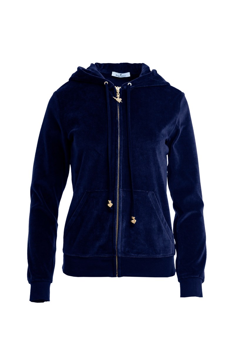 BASIC VELOUR HOODED JACKET- Sugarfreeshops.com