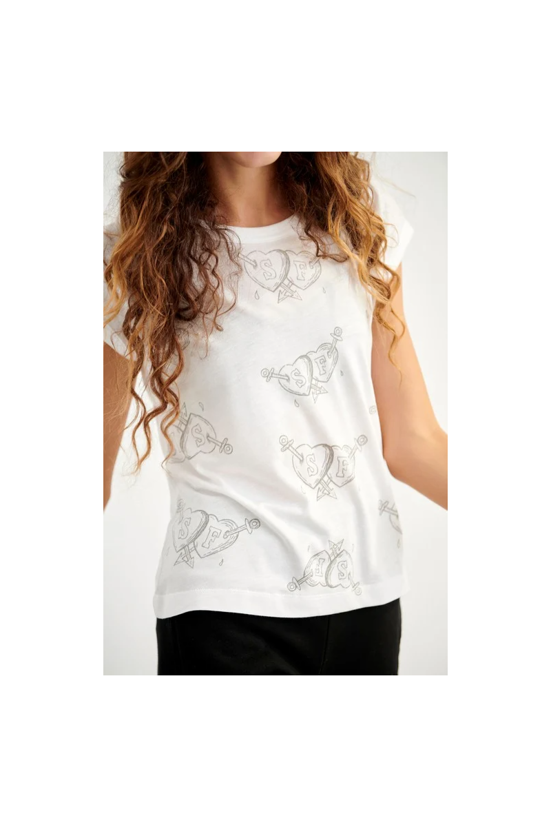 TEENS SHORT-SLEEVED T-SHIRT WITH PRINT HEARTS-21632074-102