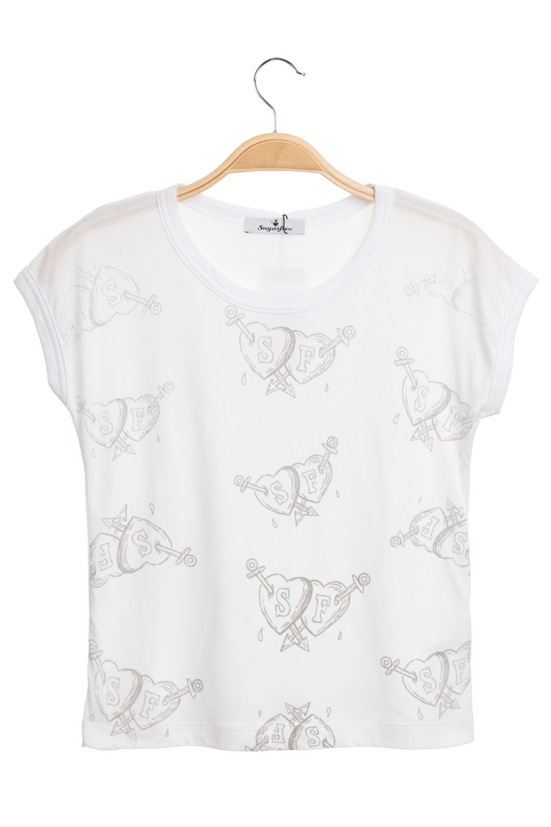 TEENS SHORT-SLEEVED T-SHIRT WITH PRINT HEARTS-21632074-102