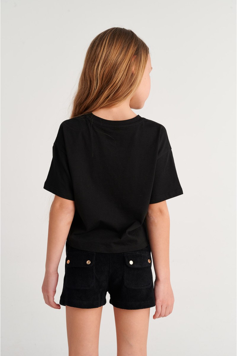 GIRLS MONOCHROME TERRY SHORTS-23610008-110