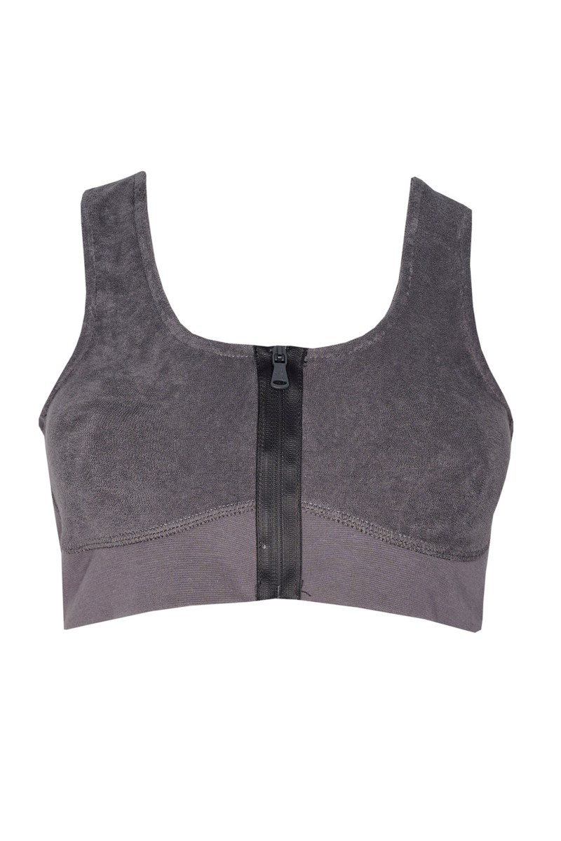 ZIPPED TEENS TERRY CROPPED TOP-23612031-206