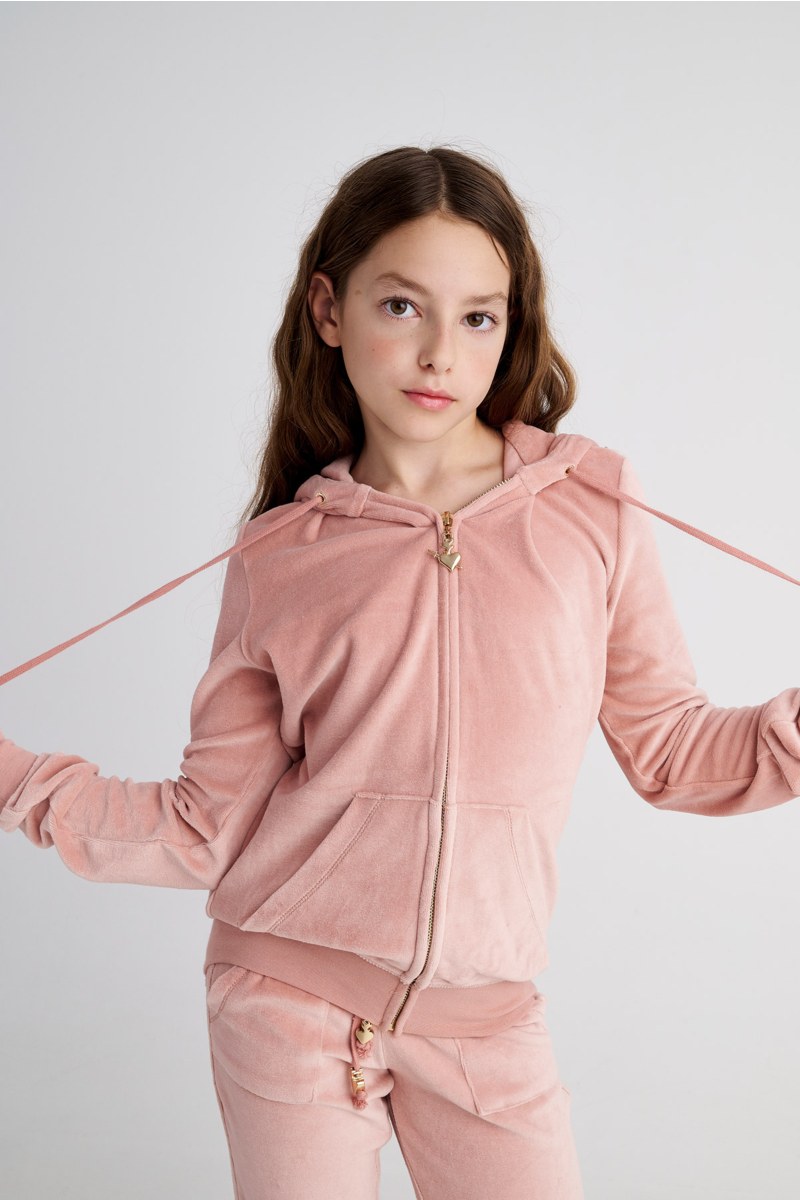 HOODED VELOUR JACKET FOR TEENS-23633000-835