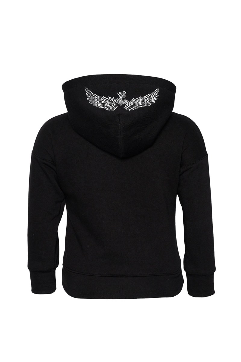 COTTON JACKET FOR GIRLS WITH STRASS EMBELLISHED ON THE HOOD-23633017-110