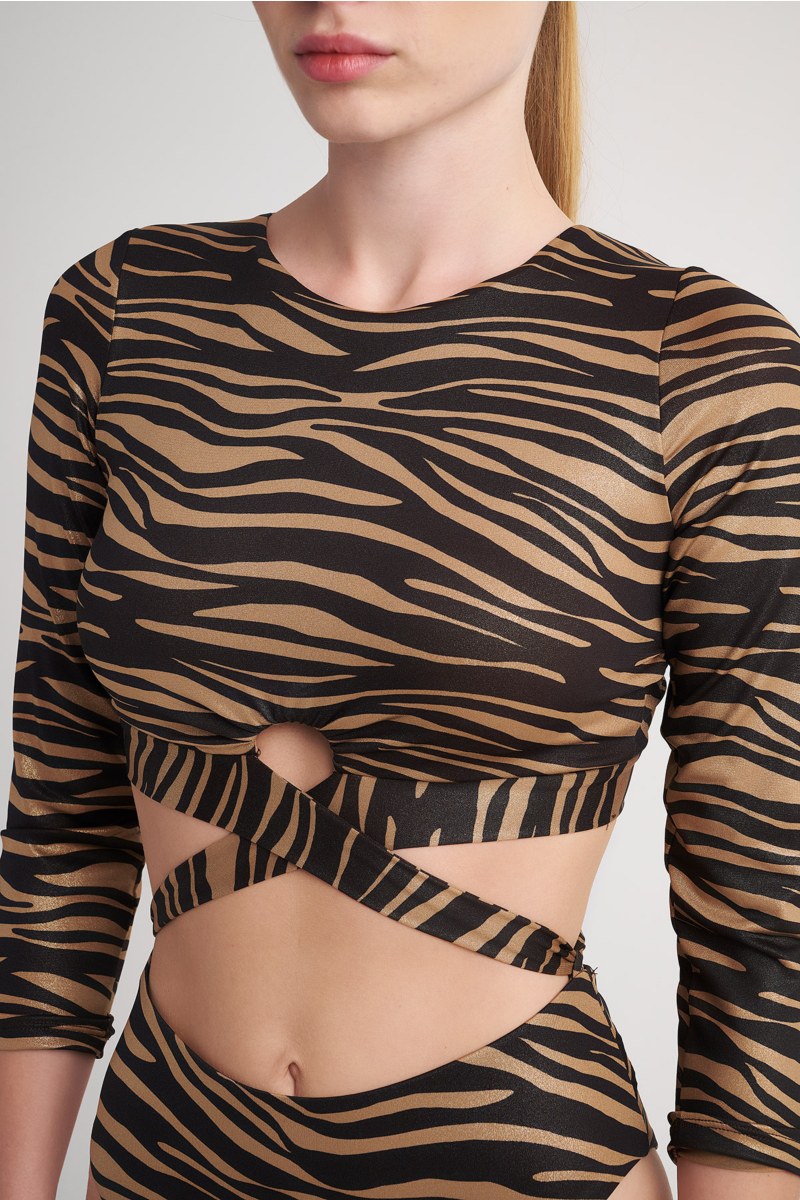 3/4-LENGTH SLEEVES ONEPIECE PRINTED SWIMSUIT-23804262-333