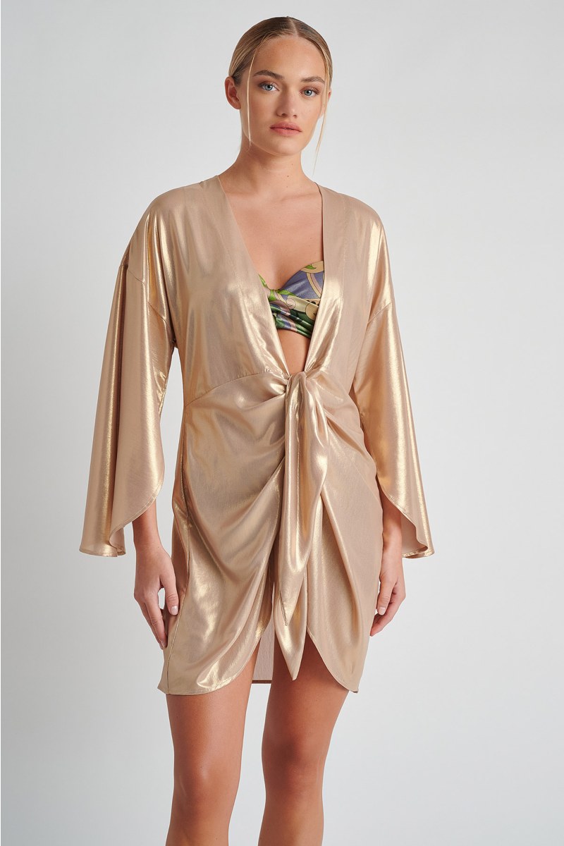 MINI WRAP DRESS IN SHINY LOOK-23805084-303