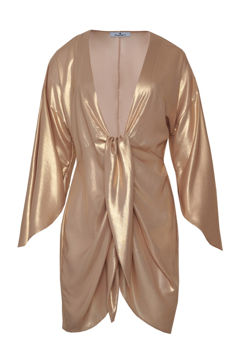 MINI WRAP DRESS IN SHINY LOOK-23805084-303