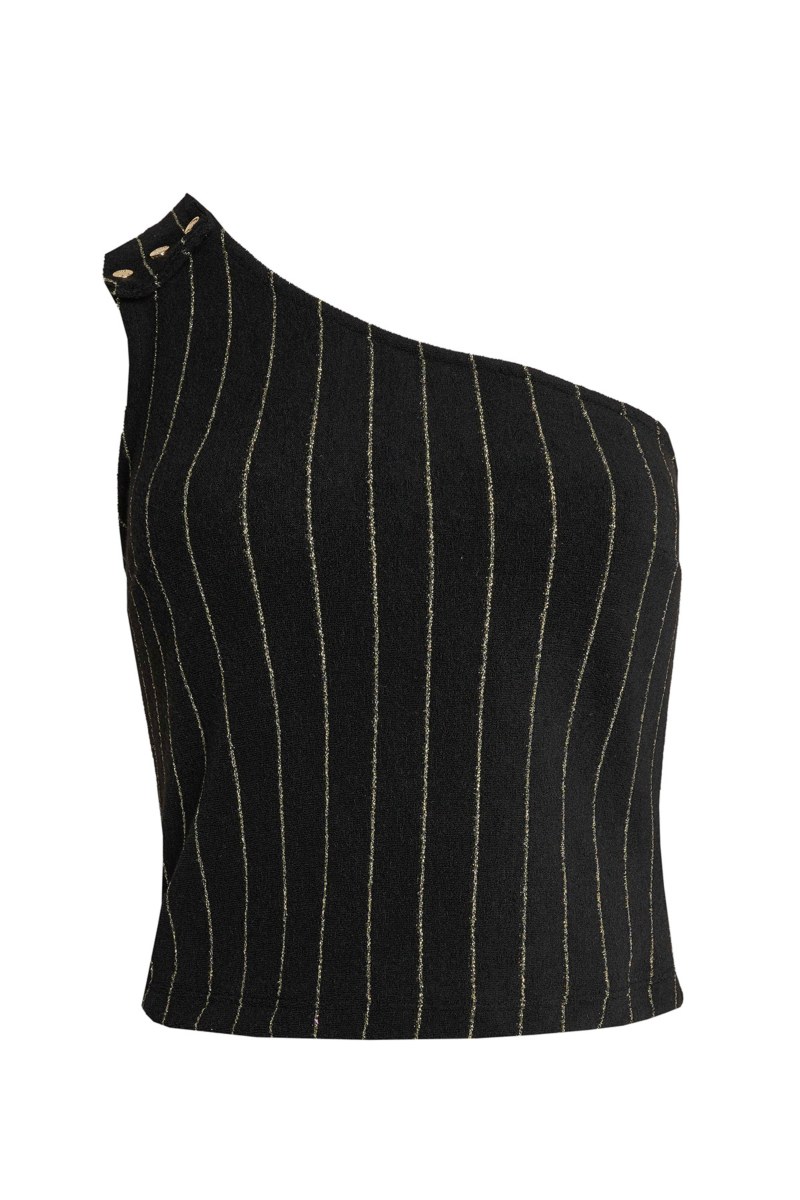 EXCLUSIVE TERRY GOLD LUREX STRIPED ONE SHOULDER TOP-23812014-110