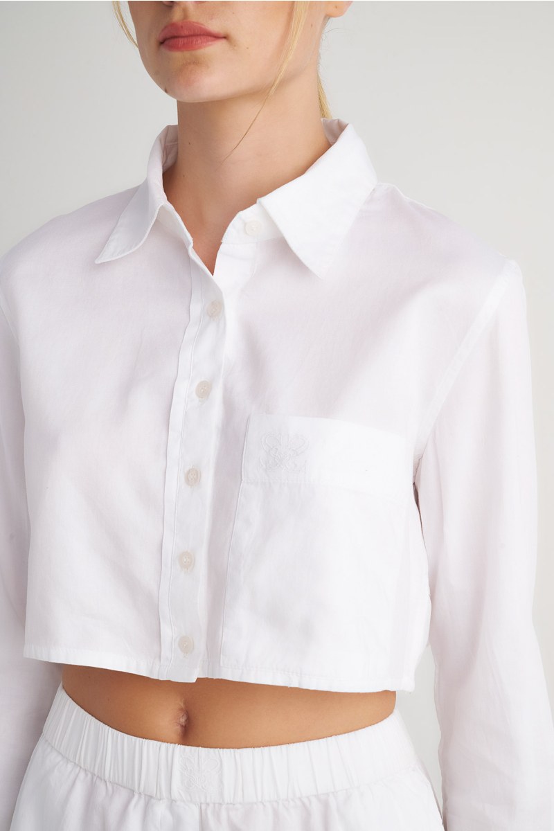 COTTON CROPPED POPLIN SHIRT-23812072-100