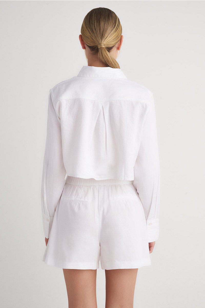 COTTON CROPPED POPLIN SHIRT-23812072-100