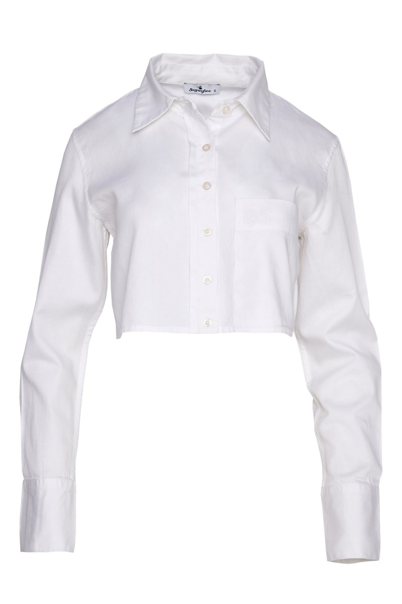 COTTON CROPPED POPLIN SHIRT-23812072-100