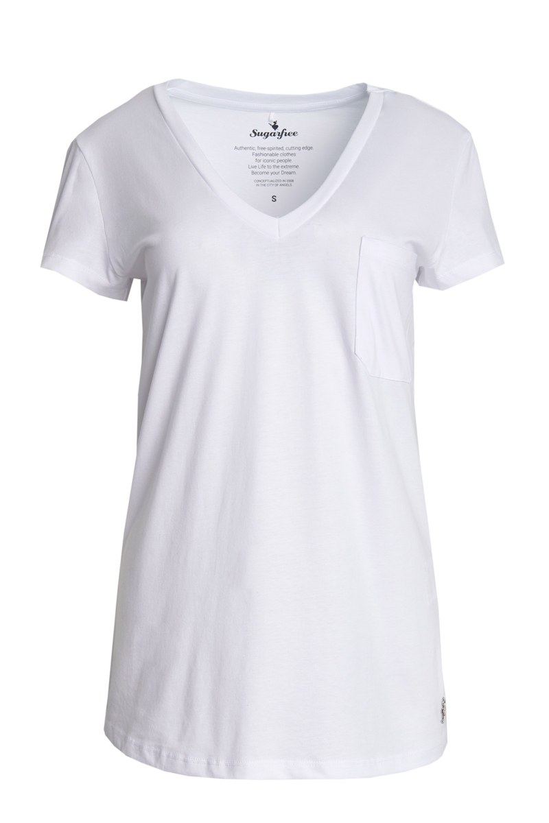 BASIC ΜΠΛΟΥΖΑ ΜΕ 'V' ΛΑΙΜΟΚΟΨΗ ΑΠΟ ΟΡΓΑΝΙΚΟ ΒΑΜΒΑΚΙ-23812098-100