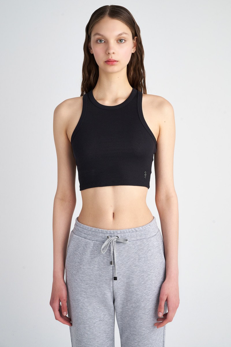 CROPPED RIB HALTER COTTON TOP-23812140-110