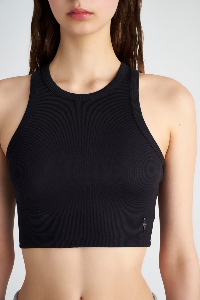 CROPPED RIB HALTER COTTON TOP-23812140-110