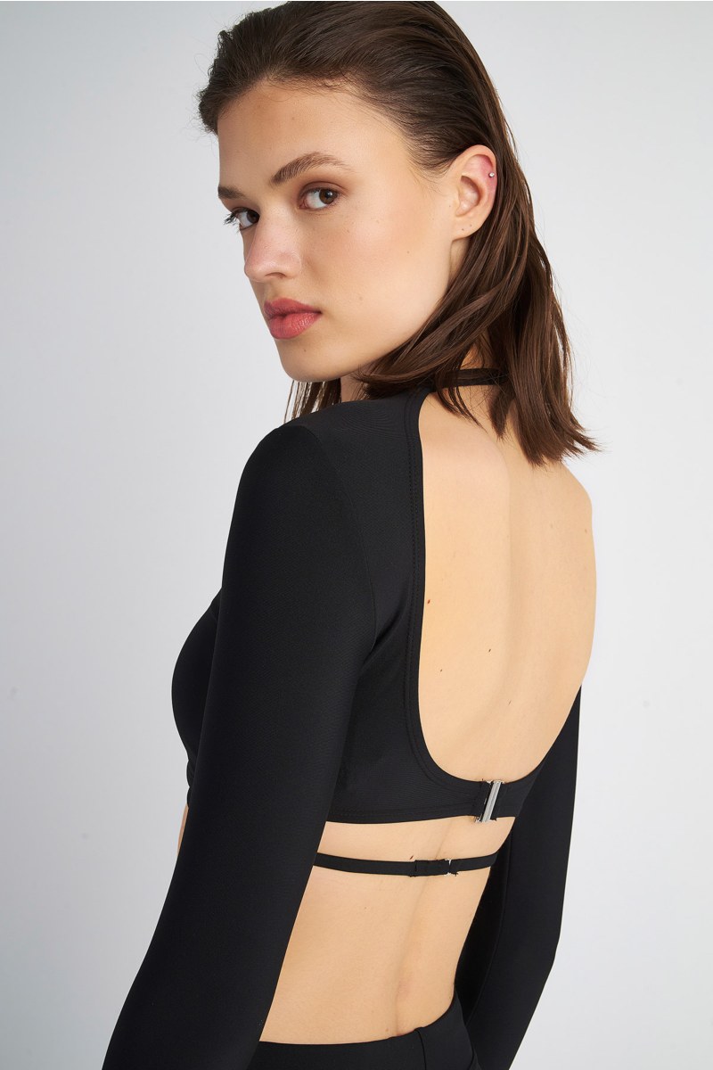 SPORTS CROP TOP WITH THUMB DETAILS-23812290-110