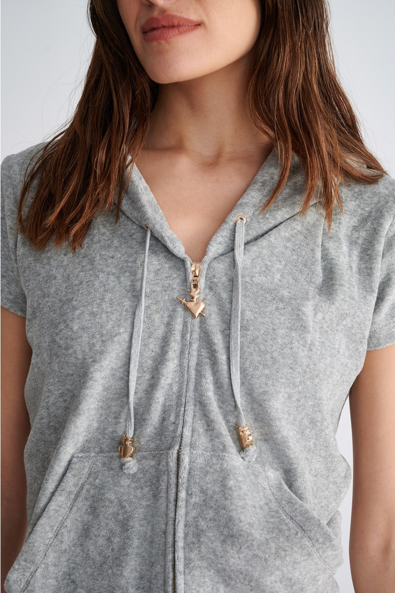 SHORT SLEEVED HOODIE TERRY JACKET-23813004-210