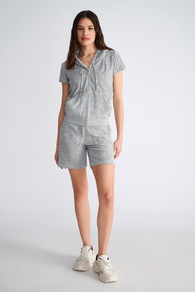 SHORT SLEEVED HOODIE TERRY JACKET-23813004-210