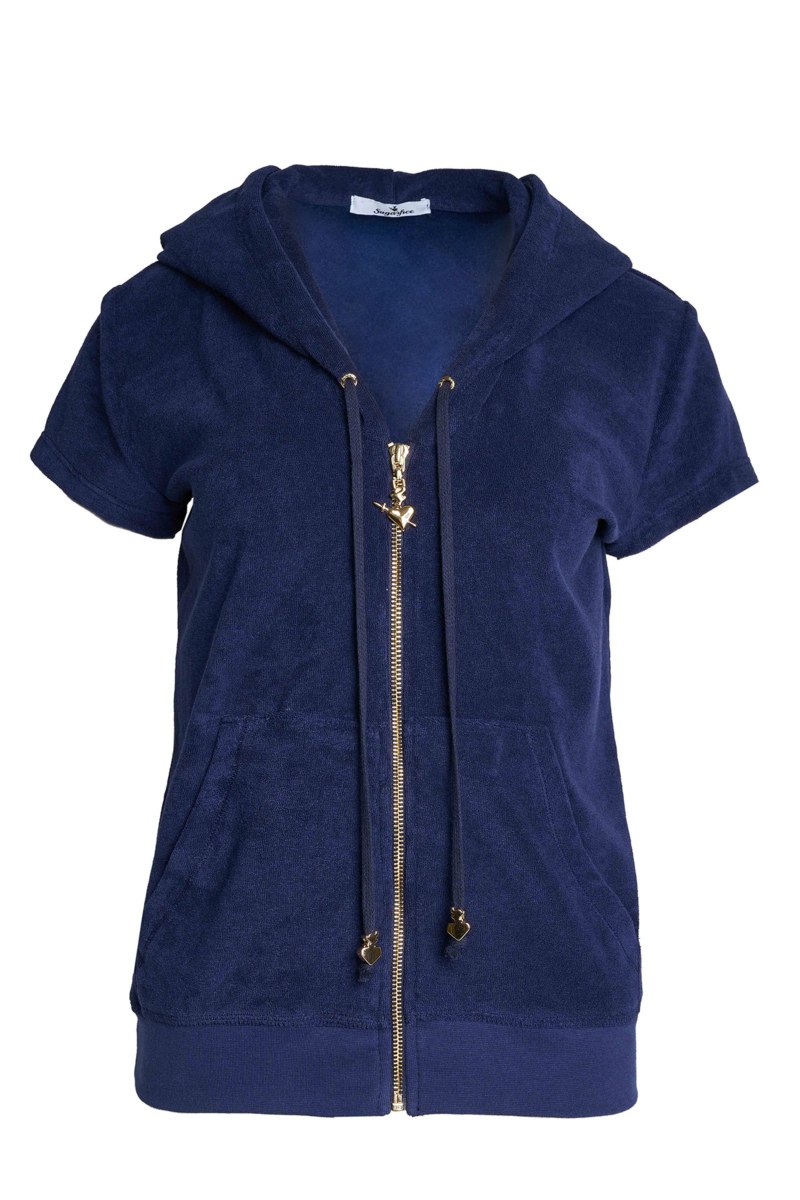 SHORT SLEEVED HOODIE TERRY JACKET-23813004-425