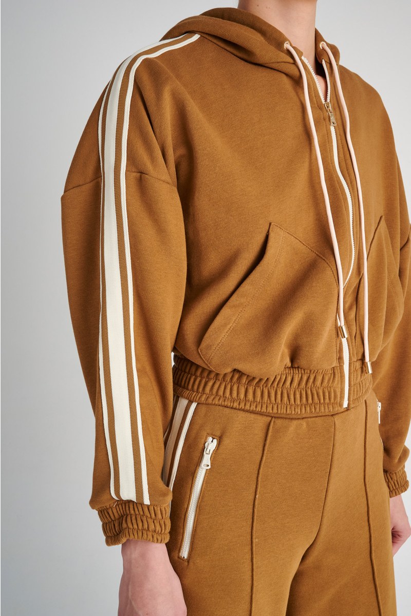 EXCLUSIVE CROPPED COTTON JACKET WITH STRIPES AT SLEEVES-23813014-311