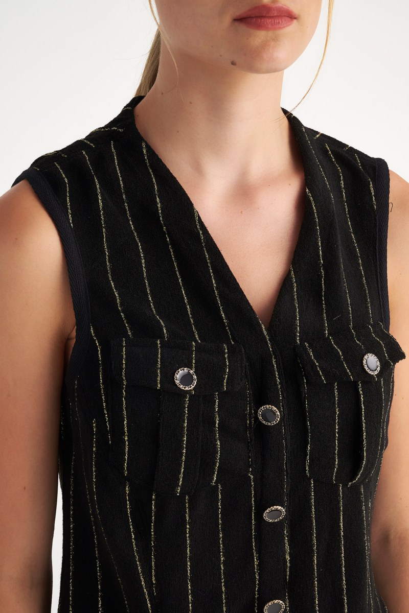 EXCLUSIVE TERRY GOLD LUREX STRIPED MINI DRESS-23814022-110