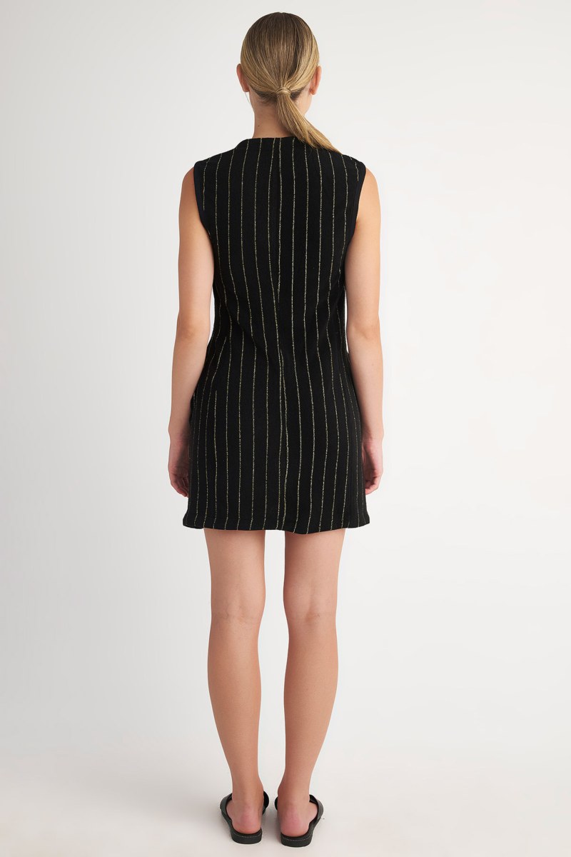 EXCLUSIVE TERRY GOLD LUREX STRIPED MINI DRESS-23814022-110
