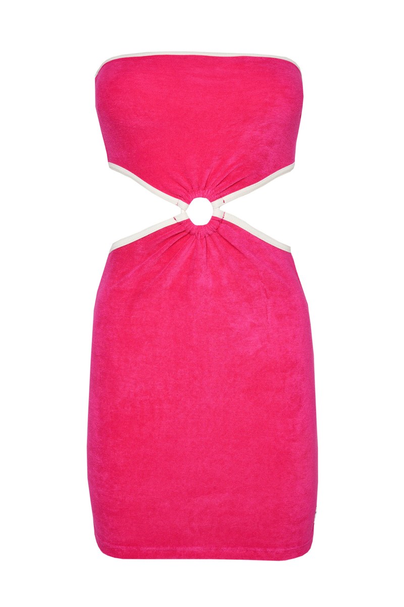 TERRY STRAPLESS DRESS WITH DECORATIVE RING-23814159-715