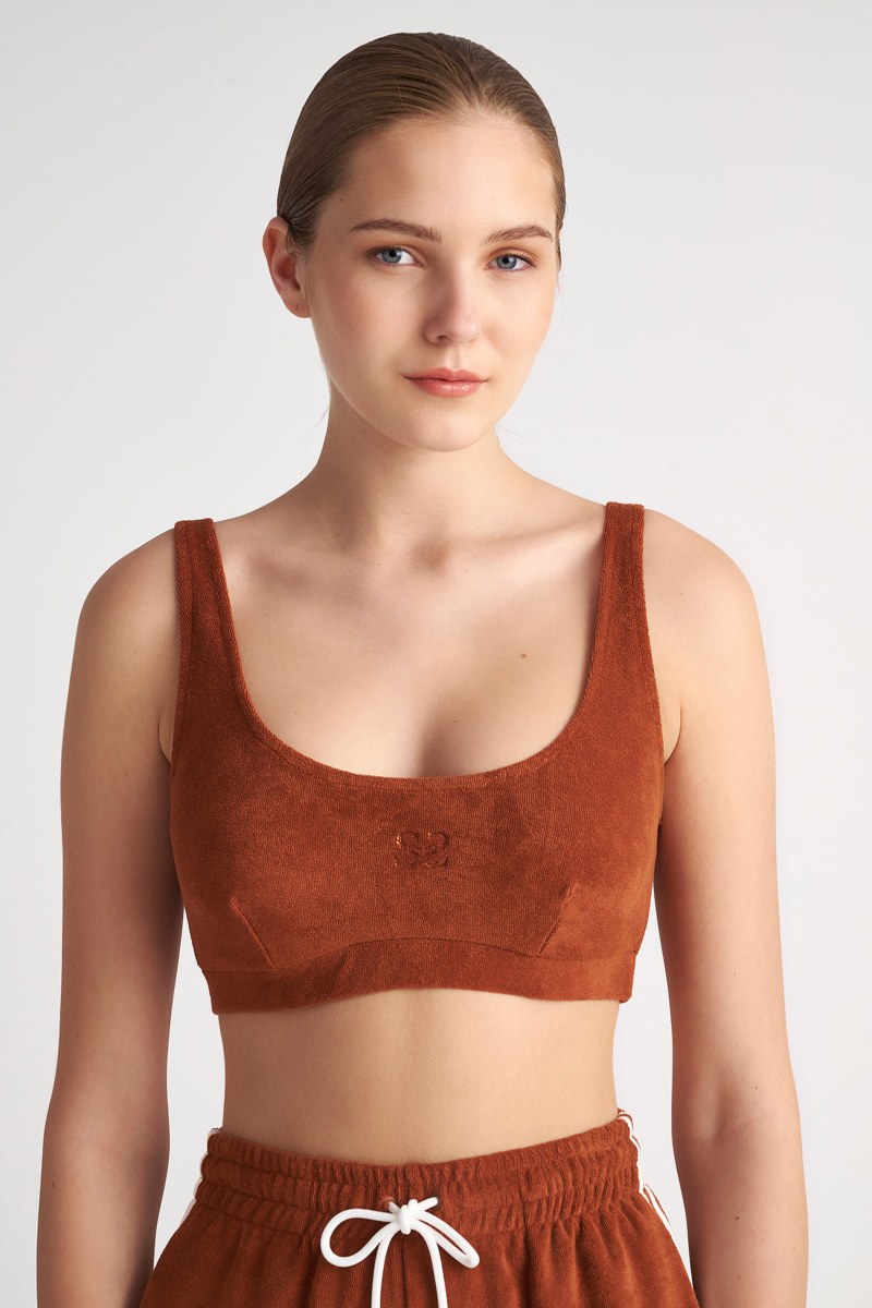 EXCLUSIVE TERRY CROPPED TOP WITH LOGO DESIGN-23818134-330